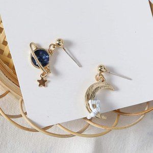 Creative Astronaut Planet Moon Earrings